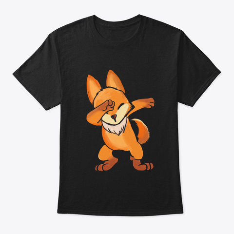 Dabbing Fox Lover  Cool Fox Safari Party Black T-Shirt Front