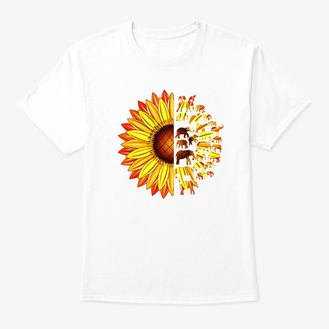 Elephant Sunflower T Shirt White T-Shirt Front