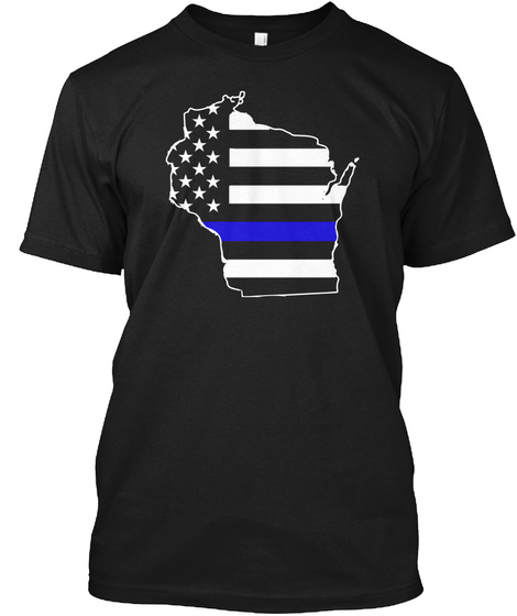 Wisconsin Thin Blue Line Tshirts Hoodies Black T-Shirt Front