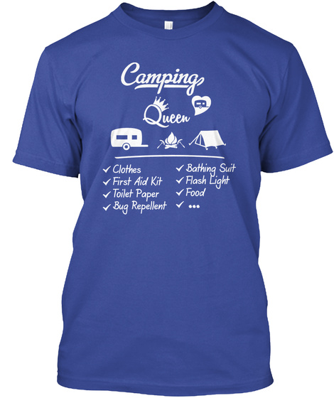 Camping Queen Deep Royal T-Shirt Front