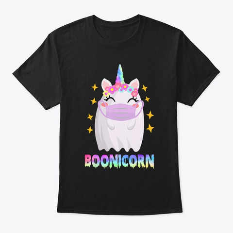 Boonicorn Unicorn Ghost  Halloween Black T-Shirt Front