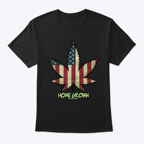 Usa American Flag  420  Marijuana Black T-Shirt Front
