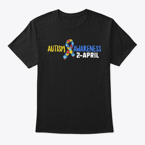 World Autism Awareness Ribbon Day 2020 Black T-Shirt Front