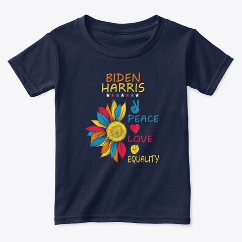Biden Harris 2020 Peace Love Equality Di Navy  T-Shirt Front