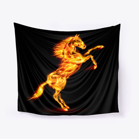 Fire Horse Rearing Up Black Camiseta Front
