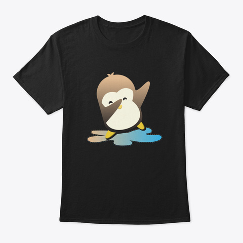Dabbing Penguin Design Black T-Shirt Front