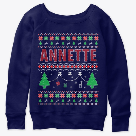Xmas Themed Personalized For Annette Navy  T-Shirt Front