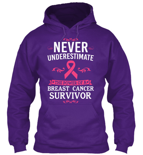Never Underestimate The Power Of A Breast Cancer Survivor Purple T-Shirt Front