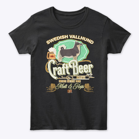 Swedish Vallhund Gifts Dog Beer Lover Black T-Shirt Front