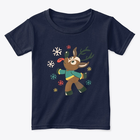Reindeer Christmas Gift Reindeers X Mas Navy  T-Shirt Front