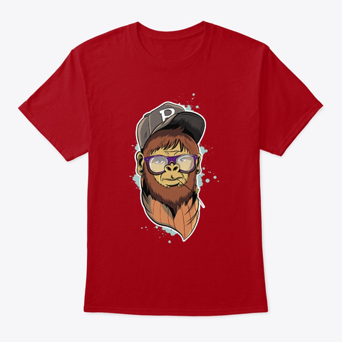 Hipster Monkey Deep Red áo T-Shirt Front