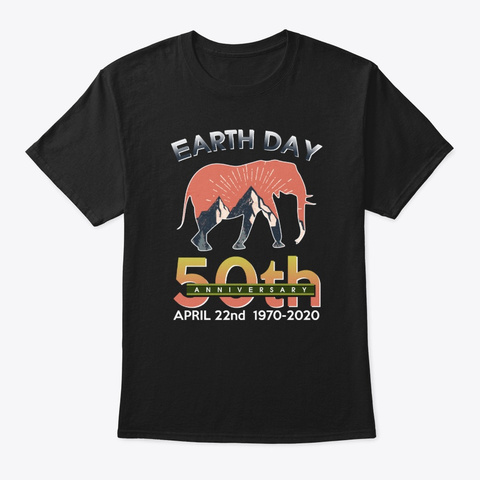 50th Anniversary Elephant Lover Gift Black T-Shirt Front