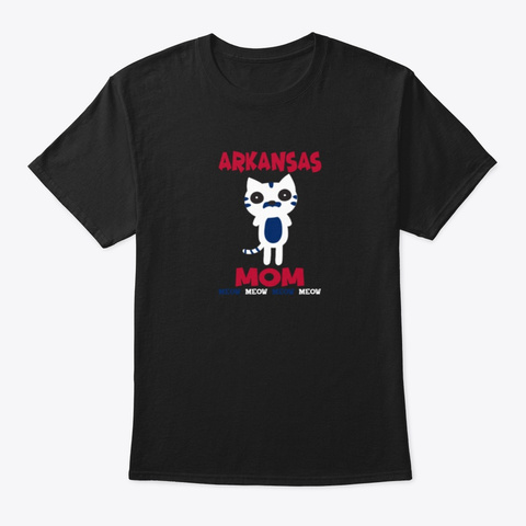 Arkansas State Cat Mom  Black T-Shirt Front