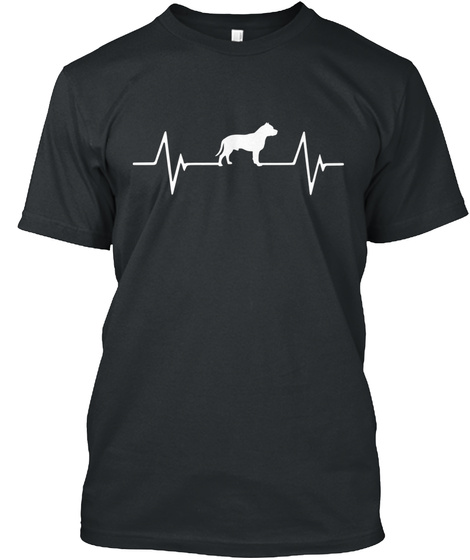 Amstaff Heartbeat Love  Dogs Black T-Shirt Front