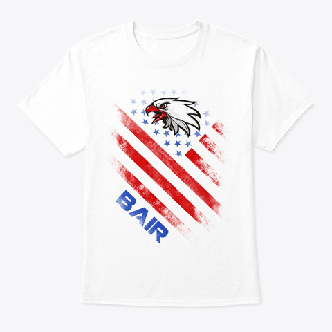 Bair Name Tee In U.S. Flag Style White T-Shirt Front