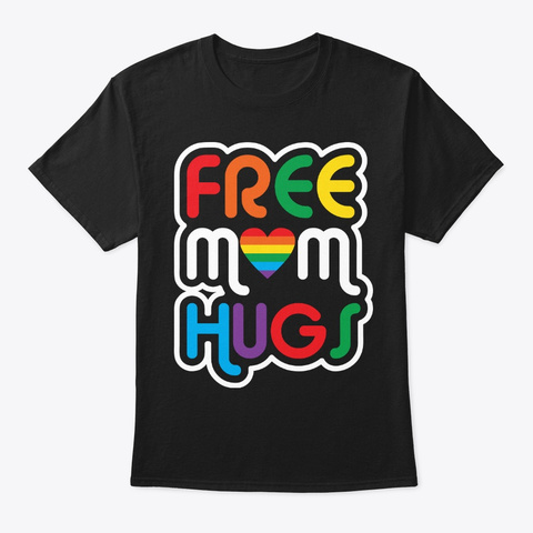Lgbt Free Hugs Rainbow Gay Lesbian Black T-Shirt Front