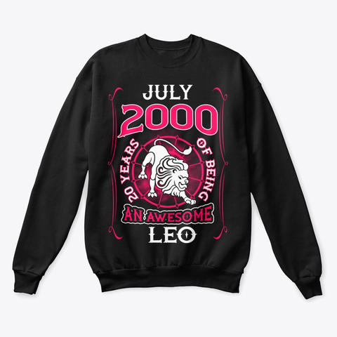 July 2000 20 Years Of Awesome Leo Black T-Shirt Front
