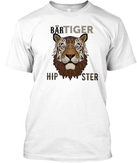 Limitiert   Bär Tiger Hipster White T-Shirt Front