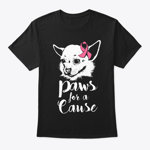 Paws For A Cause Breast Cancer Awareness Black Camiseta Front
