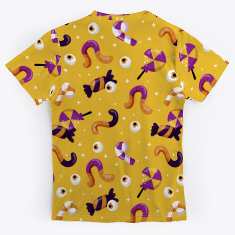 Candy Cane Gummy Worms Eyeball Halloween Standard T-Shirt Back