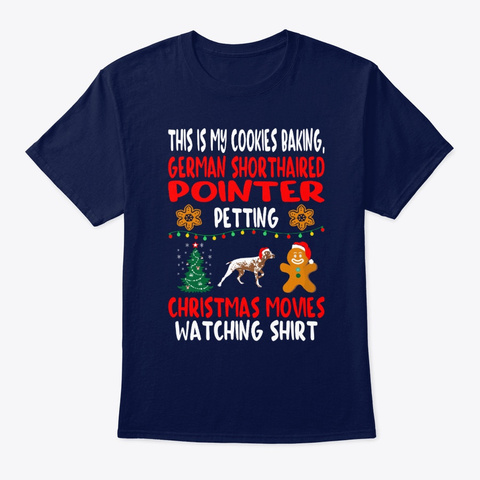Shorthaired Pointer Pet Christmas Gift Navy T-Shirt Front