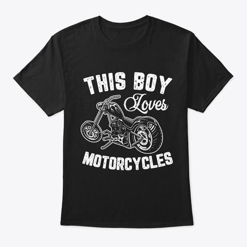 Kids Motocycle Shirts For Boys Motorbike Black T-Shirt Front