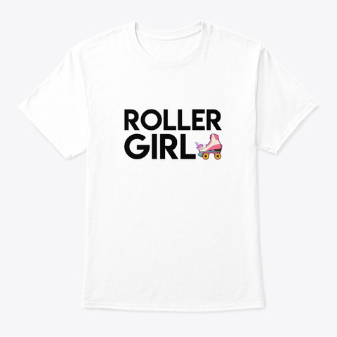Roller Girl Unicorn Design Graphic Shirt White T-Shirt Front