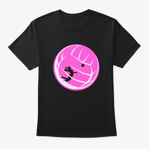Volleyball Design For Girls And Women Ls Black T-Shirt Front