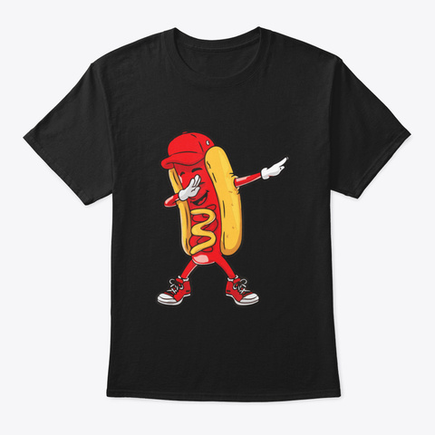 Dabbing Hot Dog Doing Hip Hop Dab Dance  Black T-Shirt Front