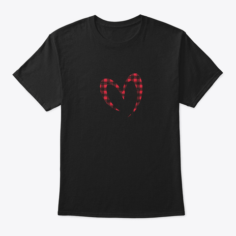 Buffalo Plaid Red Black Love For Mother Black T-Shirt Front