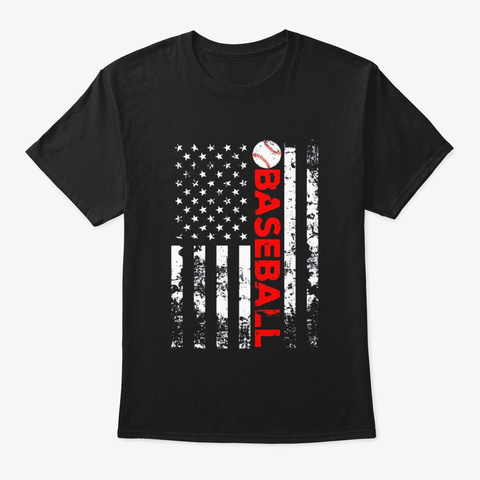 American Flag Baseball Team Gift T Shirt Black T-Shirt Front