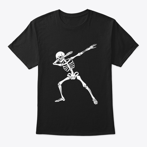 Dabbing Skeleton Shirt Kids Boys Hallowe Black T-Shirt Front