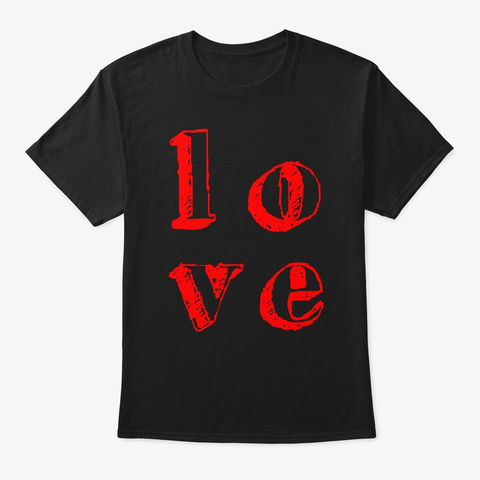 Love Red Font Black T-Shirt Front