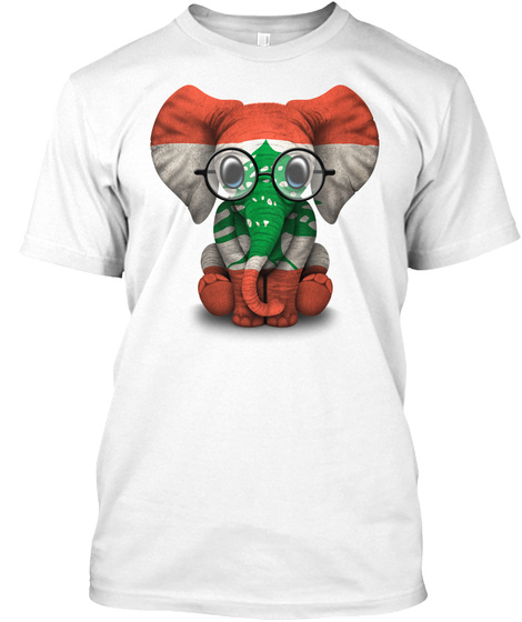 Baby Elephant With Glasses And Lebanese Flag