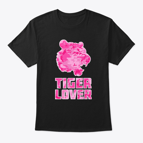 Pink Tiger Camo For Camouflage Lovers Black T-Shirt Front