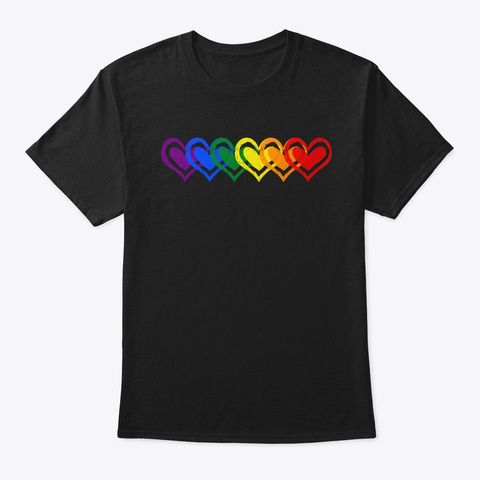 6 Color Heart Lgbt Tshirt Black T-Shirt Front