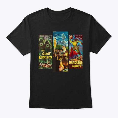 Classic Halloween Monster Poster Horror Black T-Shirt Front