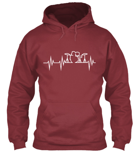 Drums Heartbeat Drummer Hoodie T Shirt Maroon T-Shirt Front