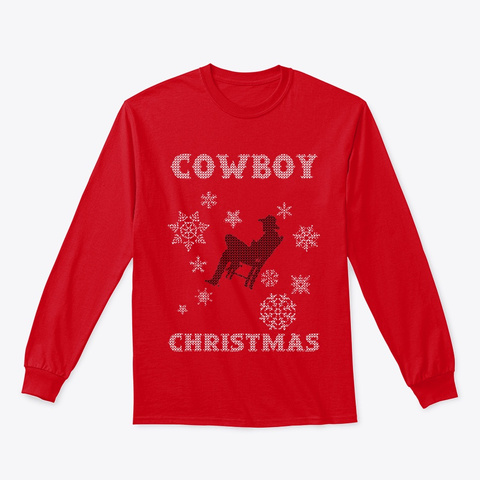 Cowboy | Ugly Christmas Sweater Red T-Shirt Front