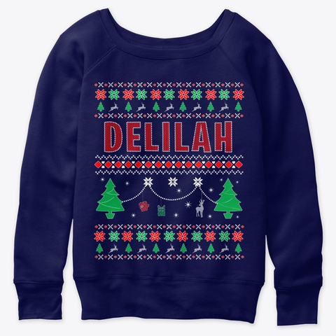 Xmas Themed Personalized For Delilah Navy  T-Shirt Front