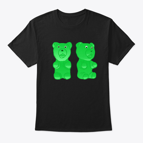Gummy Bears Handpainted Black T-Shirt Front