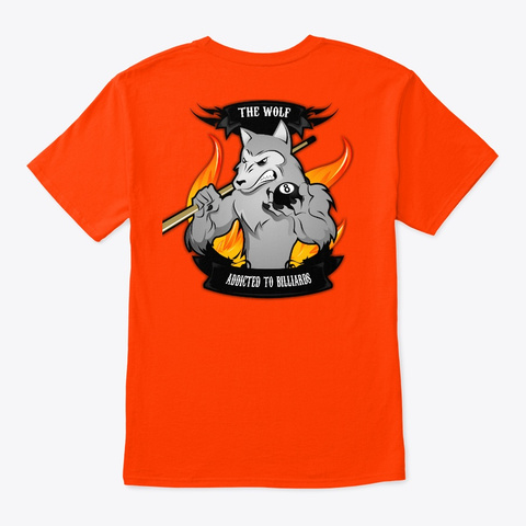 Who? Wolf! Addicted To Billiards Orange T-Shirt Back