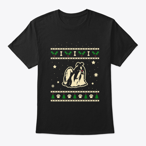 Christmas Shih Tzu Gift Black T-Shirt Front
