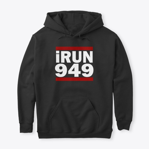 I Run 949 Area Code Design Irvine Black T-Shirt Front