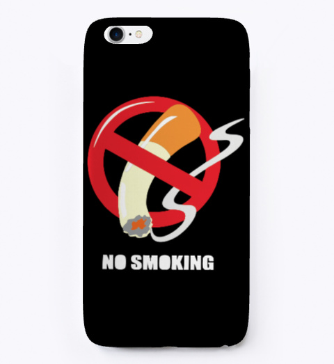 No Smoking Funny Phone Case And Pillow Black T-Shirt Front