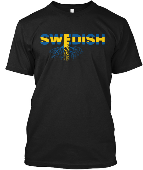 Swedish Flag Shirt. Sweden Shirt.  Black T-Shirt Front