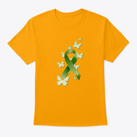 Green Awareness Ribbon Gold T-Shirt Front