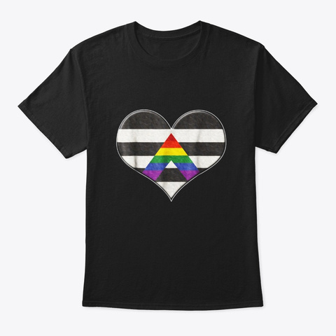 Lgbt Ally Pride Heart Black T-Shirt Front