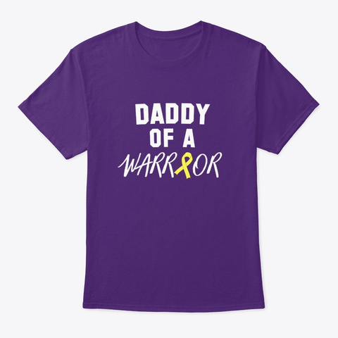 Daddy Of A Warrior, Childhood Cancer Purple T-Shirt Front