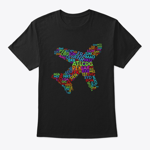 Airports Of The World Black T-Shirt Front